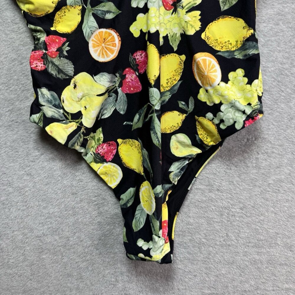 NWOT Seafolly Swimsuit Size 14 Lemoncello V-Neck Black Fruit One-Piece L50813 - Picture 7 of 11